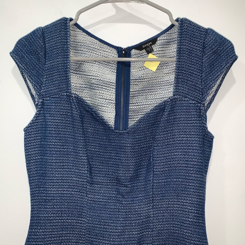 SOLD GUESS Indigo Cap-Sleeve Boucle Dress - Picture 7 of 15